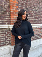 Black Ribbed Dip Hem Jumper Vicky